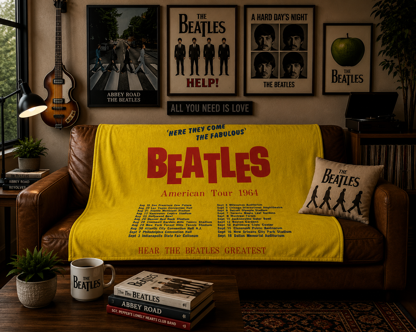 Rocksax The Beatles Blanket - America Tour Yellow