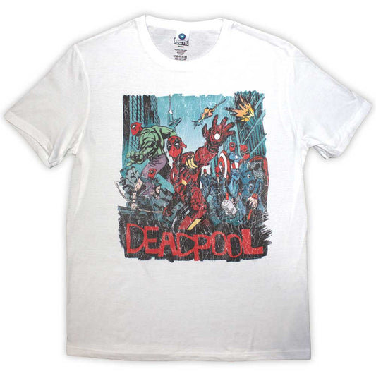 Marvel Comics T Shirt - Deadpool Hero Scene Vintage