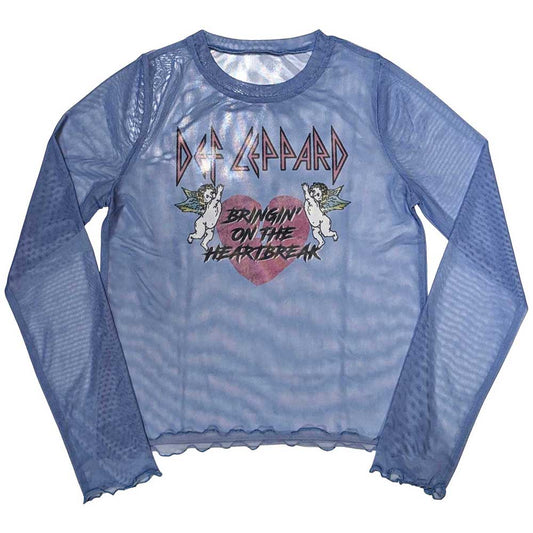 Def Leppard Woman's Long Sleeve Crop Top - Bringin On The Heartbreak