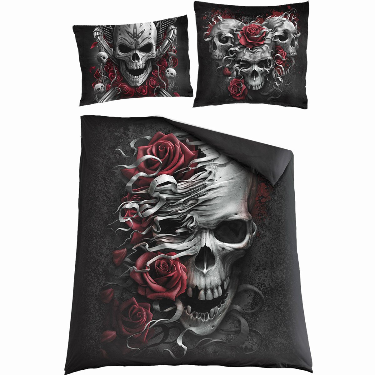 SKULLS N' ROSES - Double Duvet Cover + UK And EU Pillow case