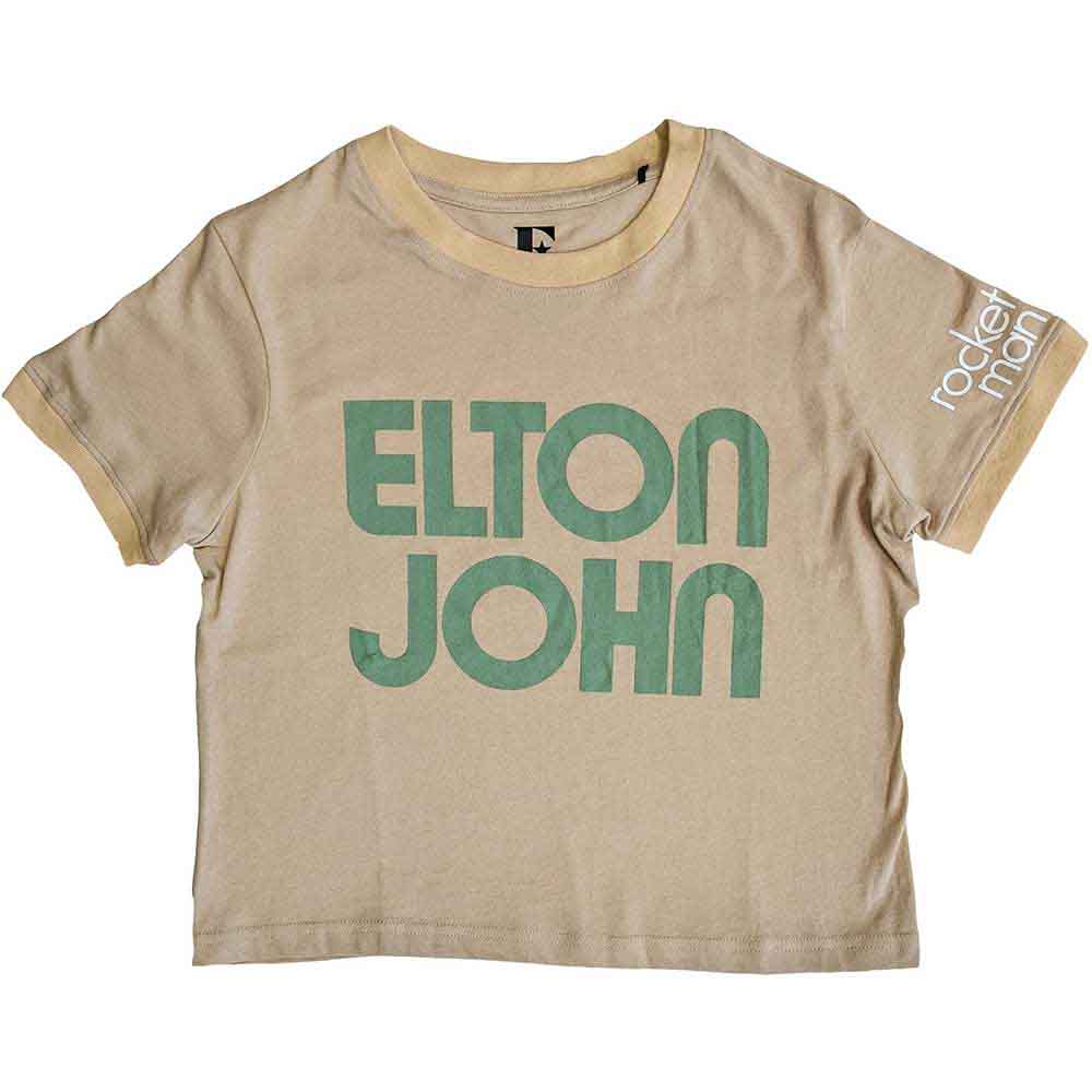 Elton John Women's Crop Top - Retro Text Ringer