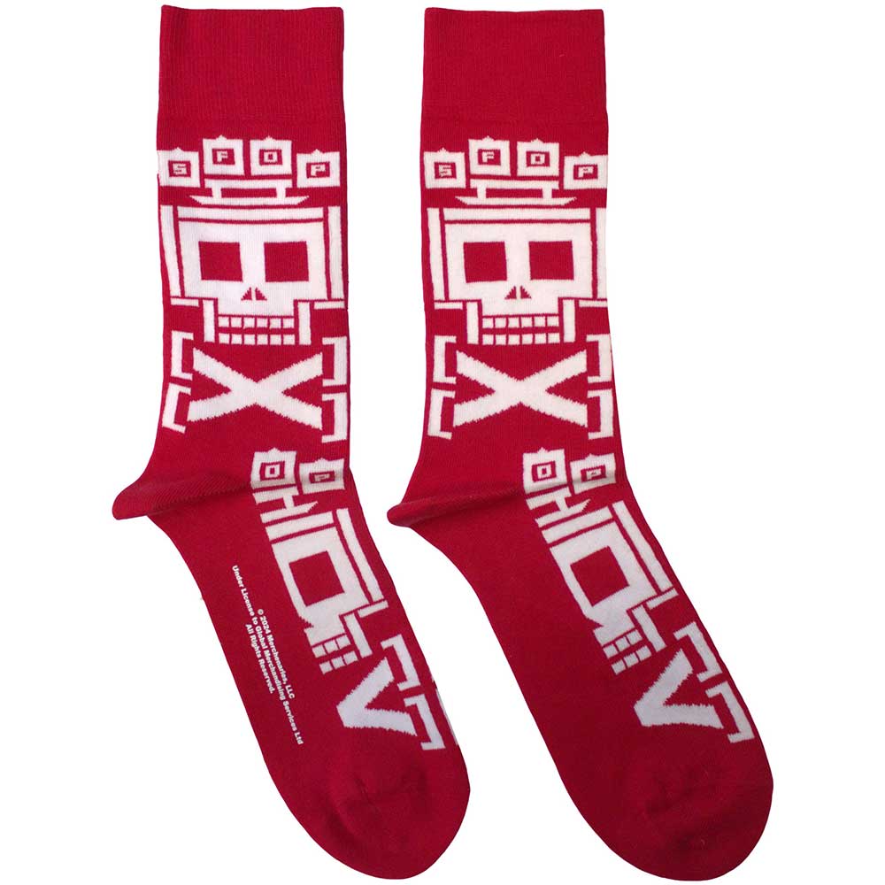 Five Finger Death Punch Ankle Socks - Pixeled Skull Repeat