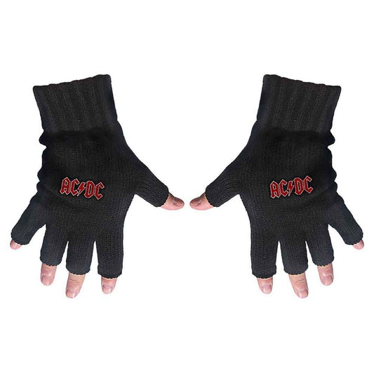 AC/DC Fingerless Gloves - Classic Red Logo