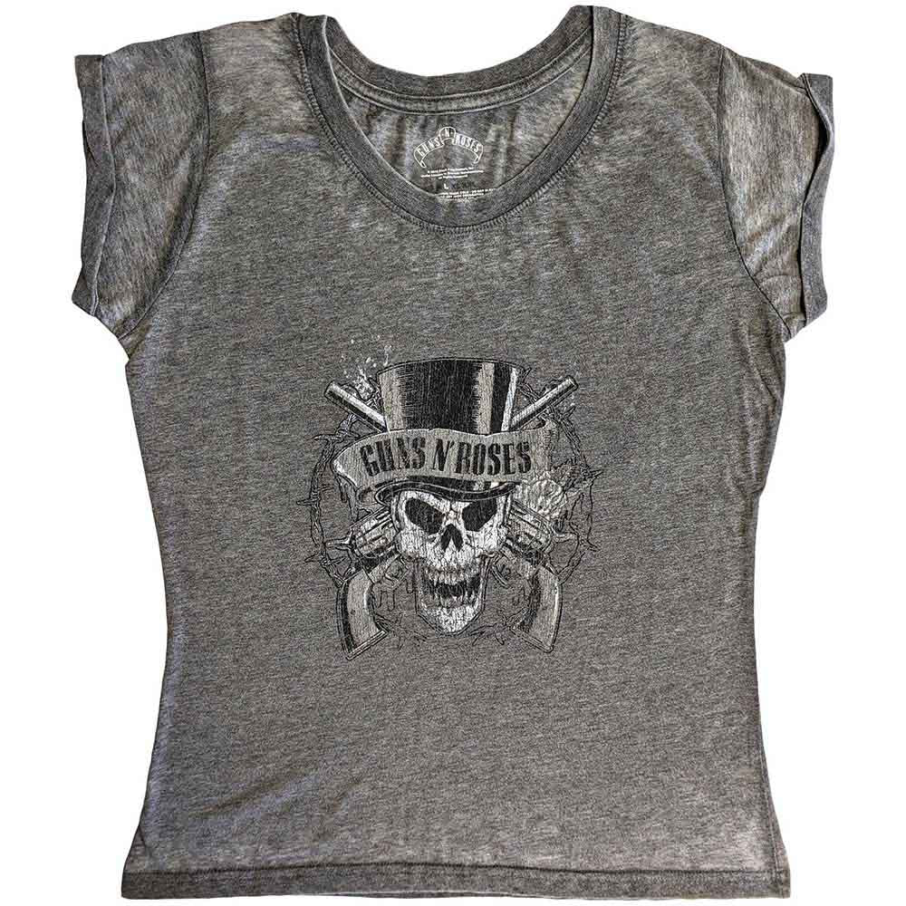 Guns N Roses Women's T Shirt - Faded Skull BO
