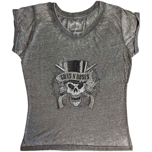Guns N Roses Women's T Shirt - Faded Skull BO