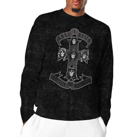 Guns N Roses Long Sleeve T Shirt - Monochrome Cross | Buy Now For 29.99