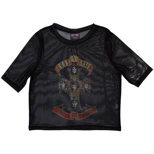 Guns N Roses Women's Mesh Long Sleeve Crop Top - Appetite For Destruction