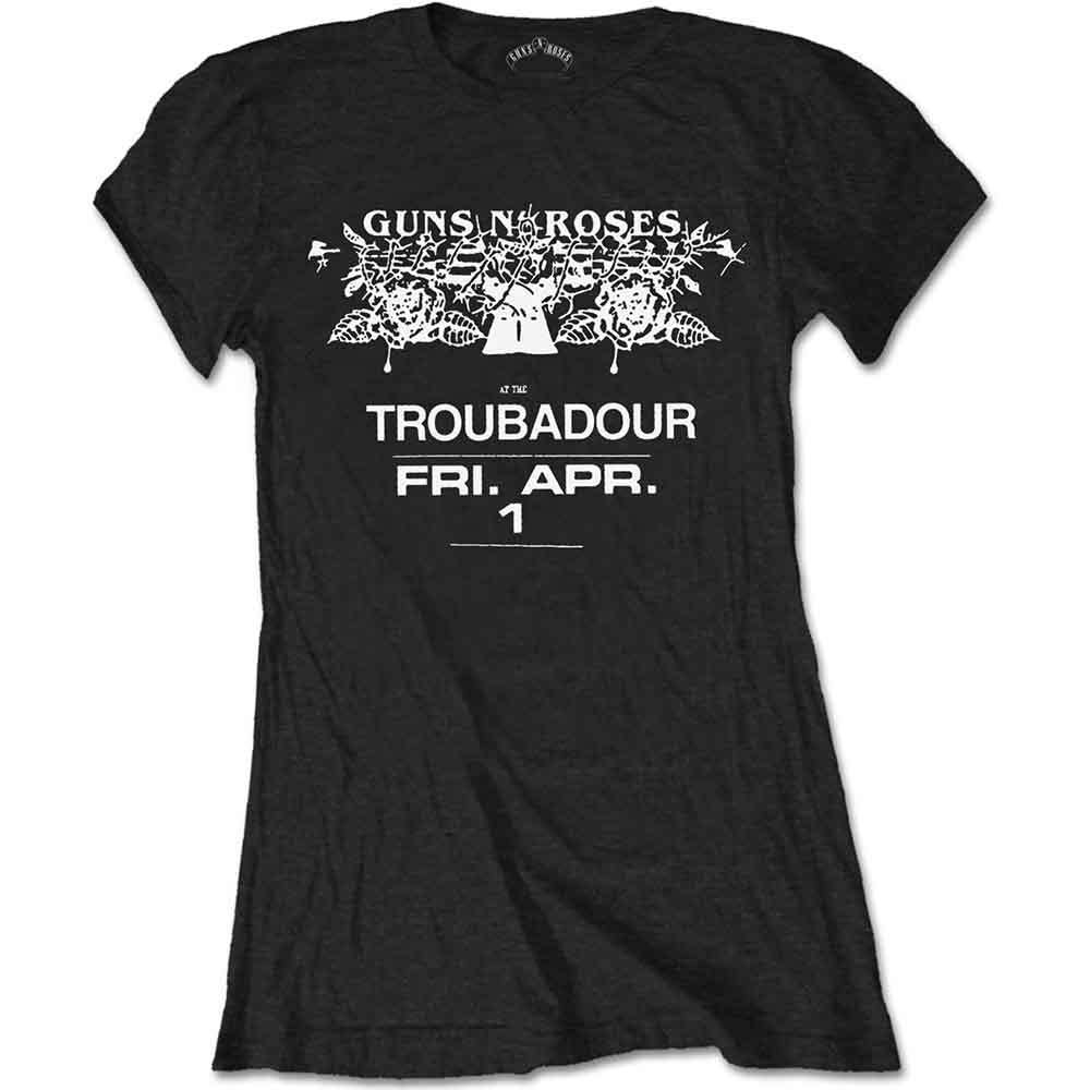 Guns N Roses Woman's T Shirt - Troubadour Flyer