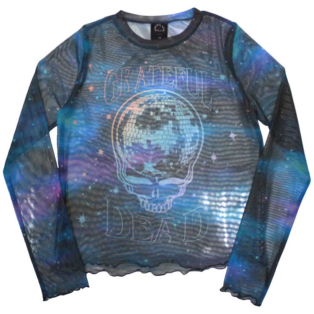 Grateful Dead Woman's Long Sleeve Crop Top - Stealy Glitter Ball