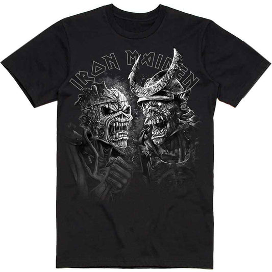 Iron Maiden T Shirt - Senjutsu Large Grayscale Heads