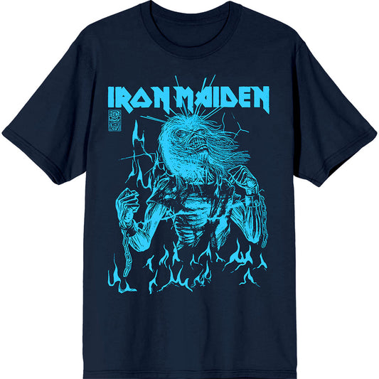 Iron Maiden T Shirt - 50 Life After Death Flames Blue | Buy Now For 24.99