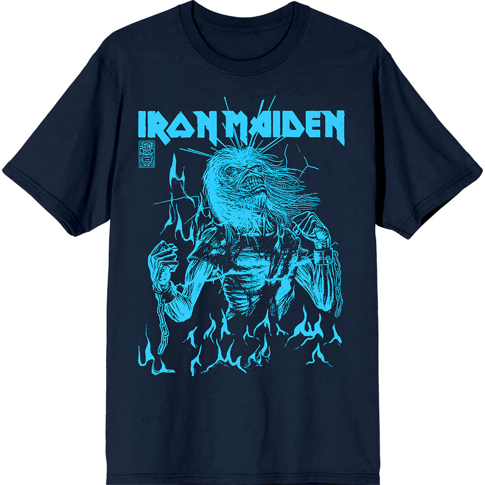 Iron Maiden T Shirt - 50 Life After Death Flames Blue | Buy Now For 24.99