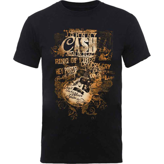 Johnny Cash T Shirt - Guitar Song Titles