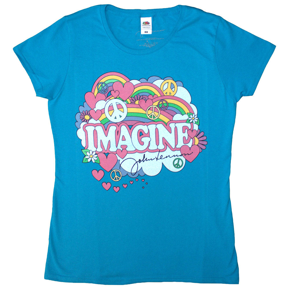 John Lennon Woman's T Shirt - Rainbows, Love & Peace