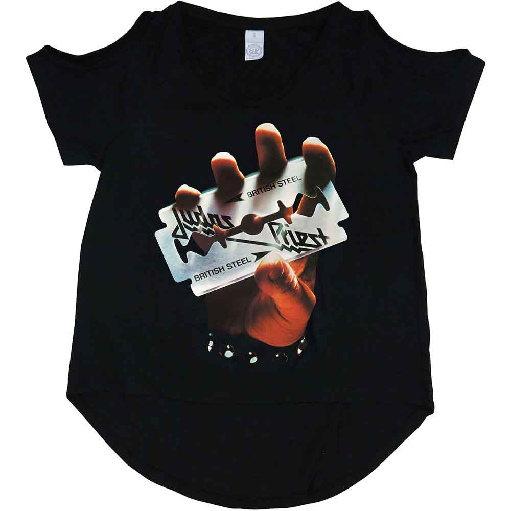 Judas Priest Women's T Shirt - British Steel Cut Out