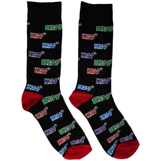 KISS Ankle Socks - Coloured Logos Pattern