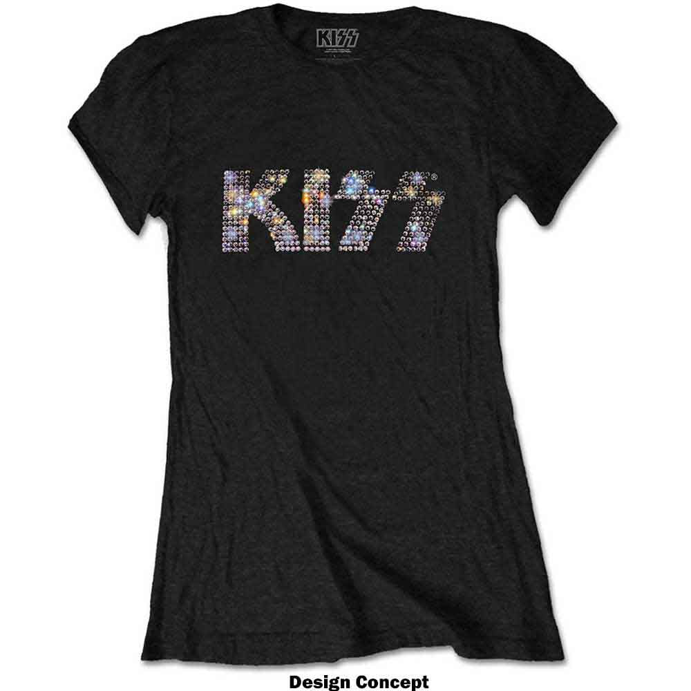 Kiss Women's T Shirt - Logo Diamante