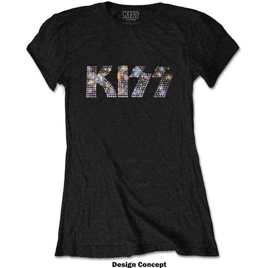 Kiss Women's T Shirt - Logo Diamante
