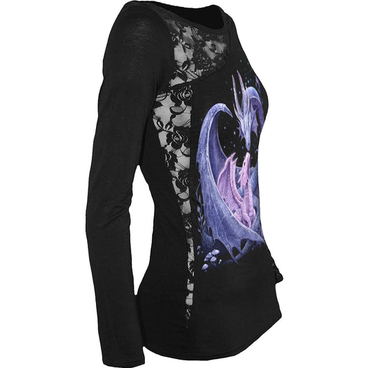 MATERNAL INSTINCTS - Lace One Shoulder Top Black