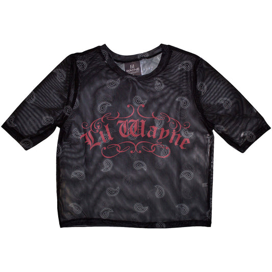 Lil Wayne Women's Mesh Short Sleeve Crop Top - Script Logo