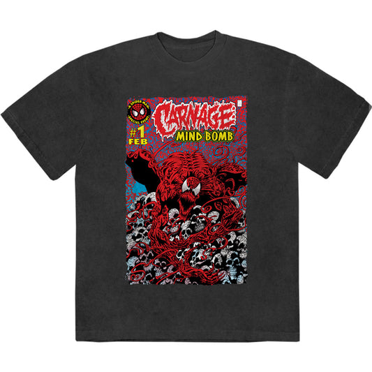 Marvel Comics T Shirt - Carnage Mind Bomb Stone Wash | Buy Now For 24.99