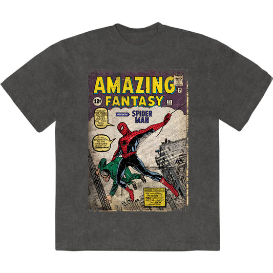 Marvel Comics T Shirt - Spider-Man Amazing Fantasy Stone Wash | Buy Now For 24.99