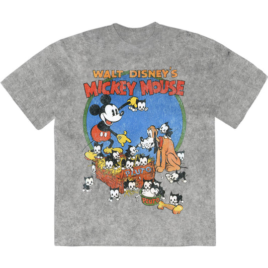 Disney T Shirt - Mickey Cat Basket Stone Wash | Buy Now For 24.99