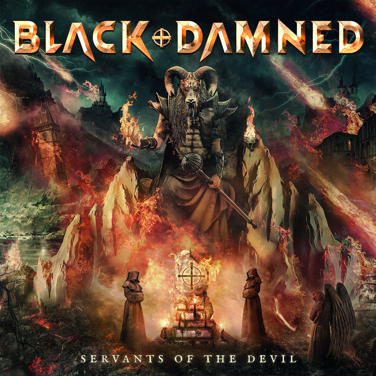 Black & Damned LP - Servants Of The Devil (Grey & Orange Vinyl) | Buy Now For 59.99