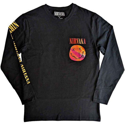 Nirvana Long Sleeve T Shirt - Gradient Happy Face