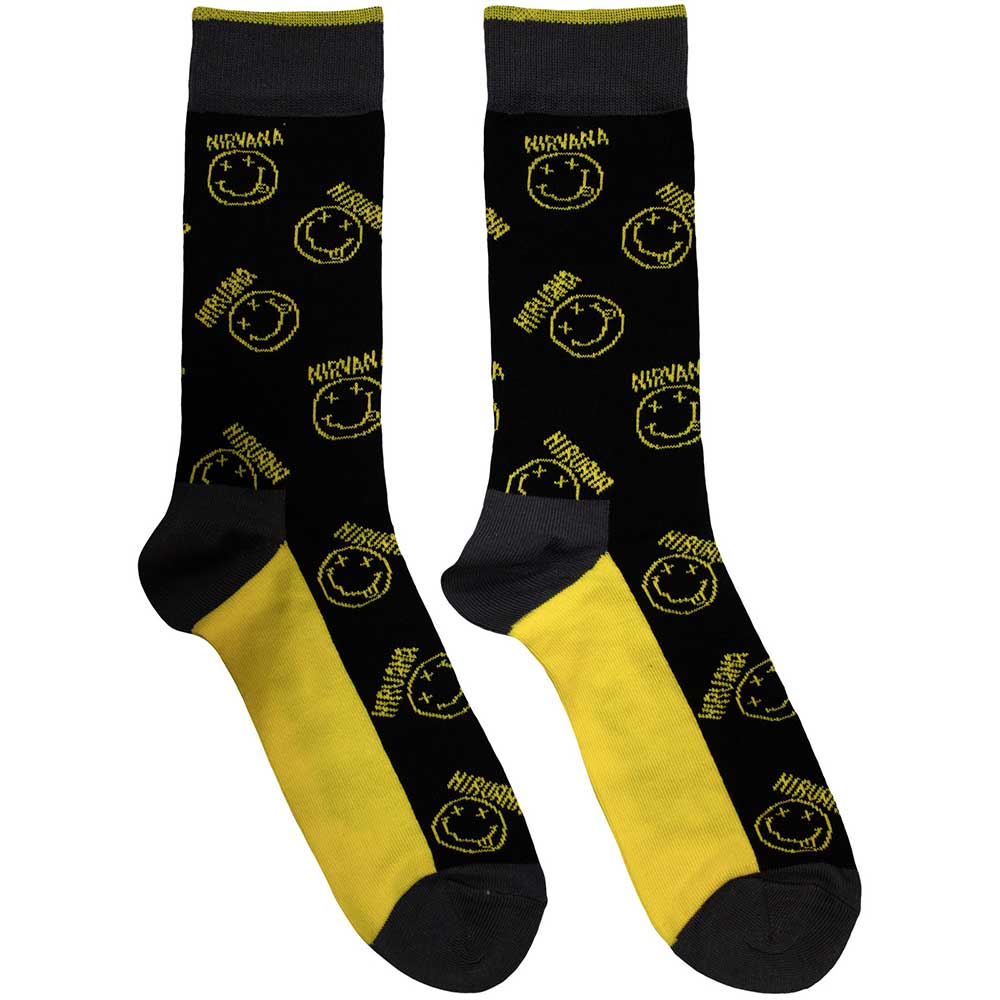 Nirvana Ankle Socks - Yellow Happy Face Pattern