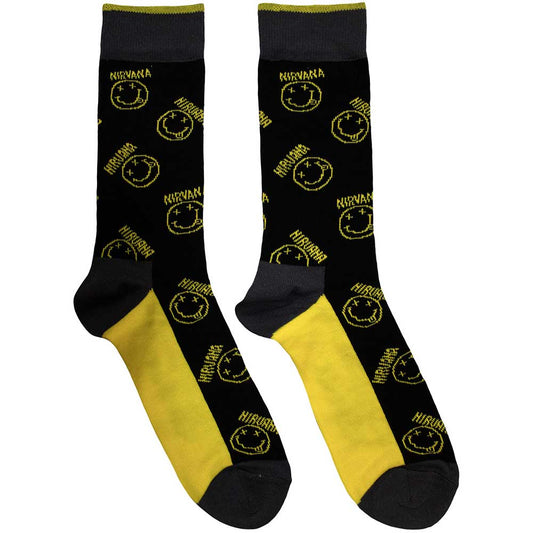Nirvana Ankle Socks - Yellow Happy Face Pattern