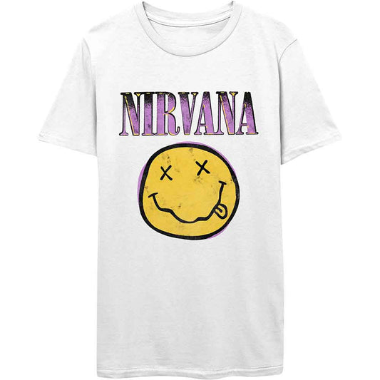 Nirvana T Shirt - Xerox Happy Face Pink