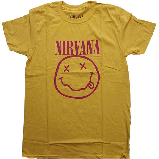 Nirvana T Shirt - Pink Happy Face
