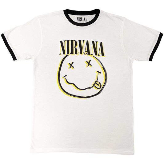 Nirvana T Shirt - Double Happy Face Ringer