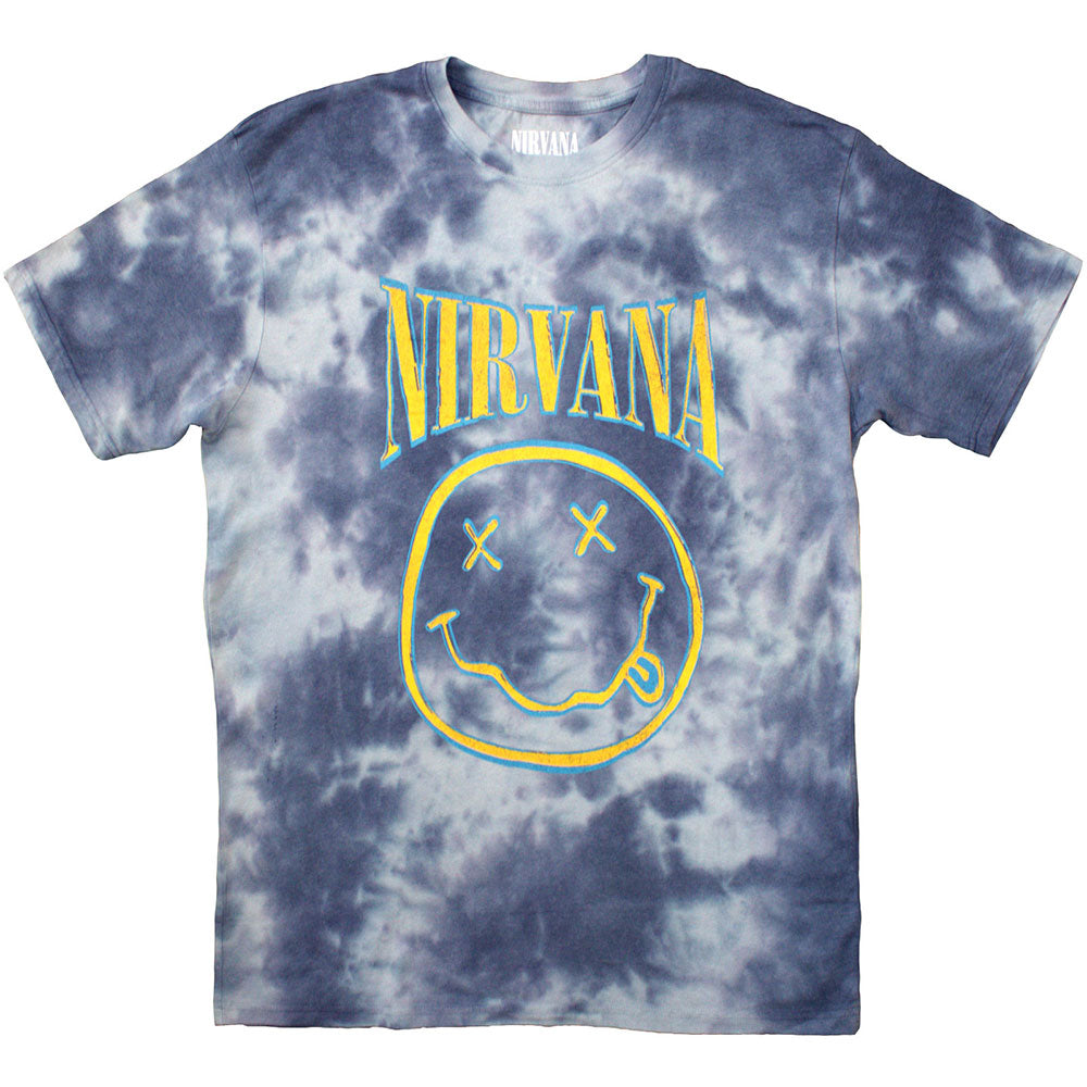 Nirvana T Shirt - Happy Face Blue Stroke