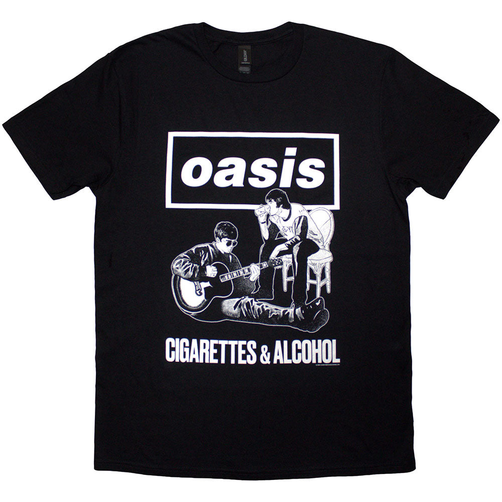Oasis T Shirt - Cigarettes & Alcohol Illustration Mono | Buy Now For 24.99