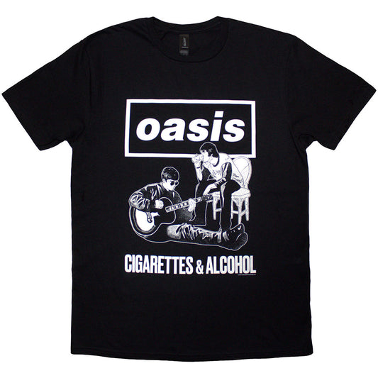Oasis T Shirt - Cigarettes & Alcohol Illustration Mono | Buy Now For 24.99