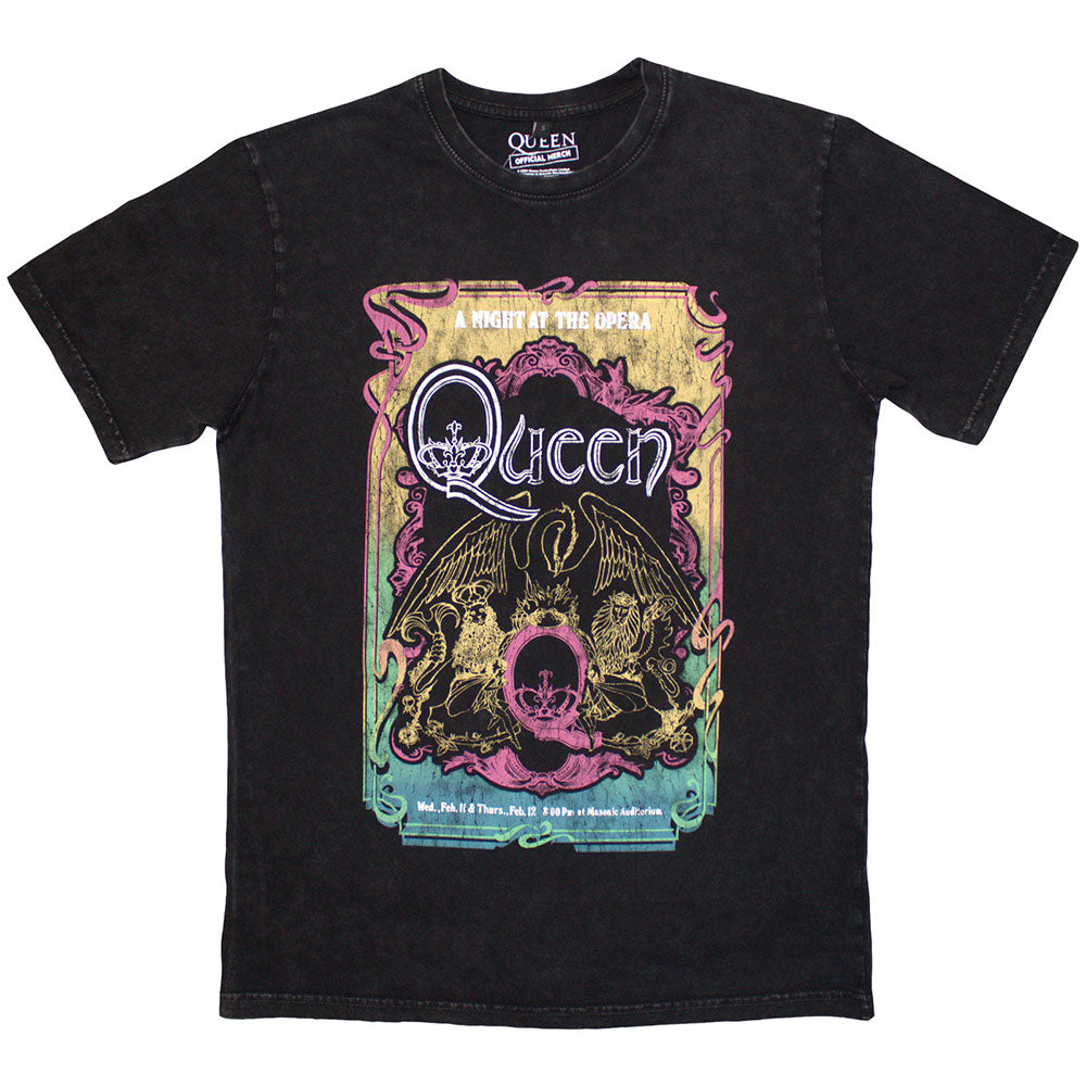 Queen T Shirt - A Night At The Opera Tour '76 Stone Wash