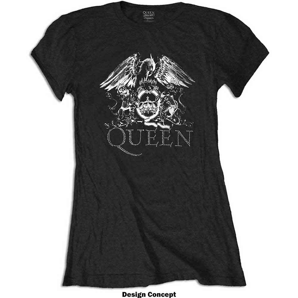 Queen Woman's T Shirt - Crest Logo Diamante