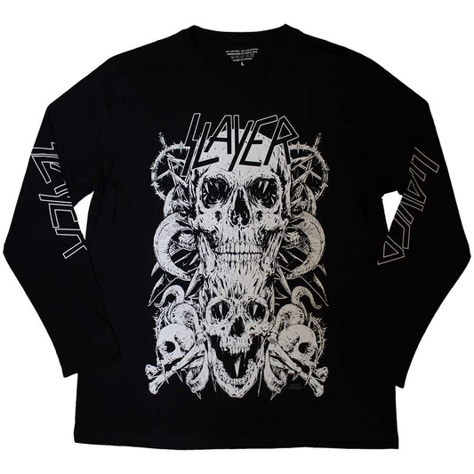 Slayer Long Sleeve T Shirt - White Skulls