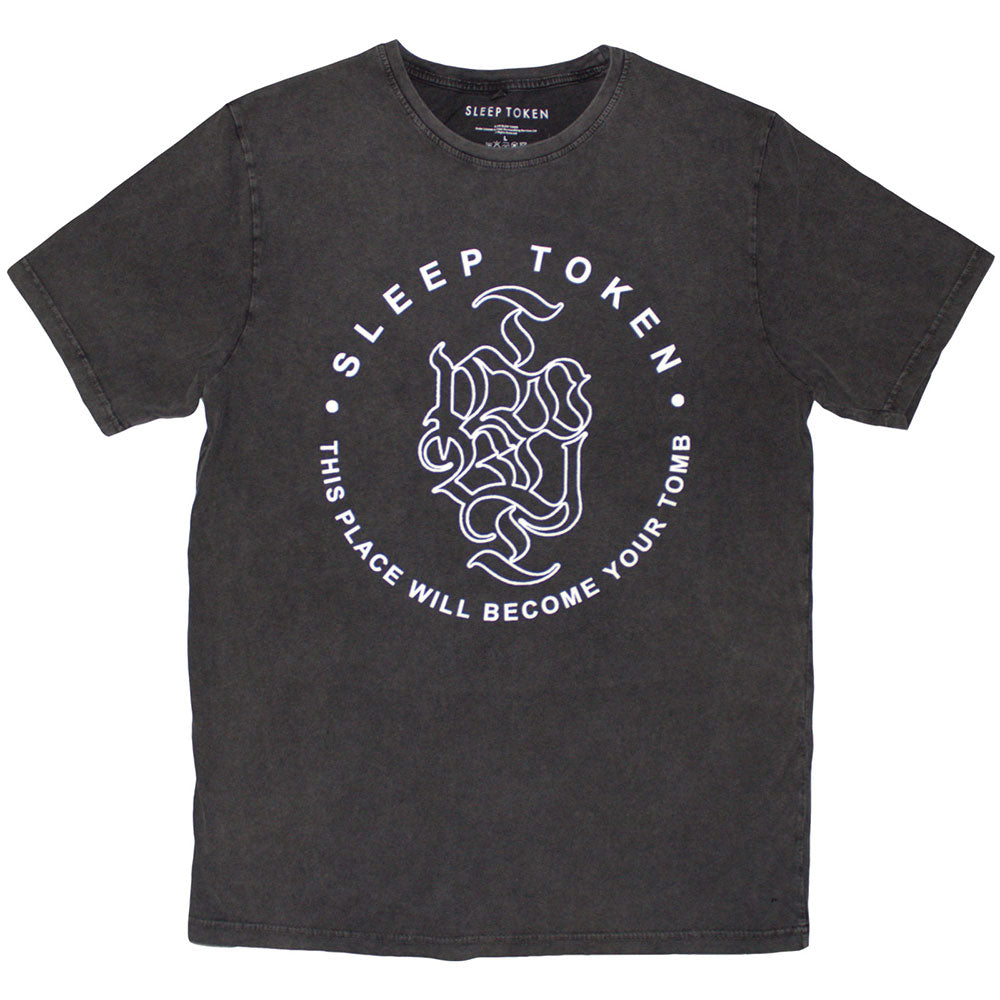 Sleep Token T Shirt - Tomb Text Ring Stone Wash | Buy Now For 24.99