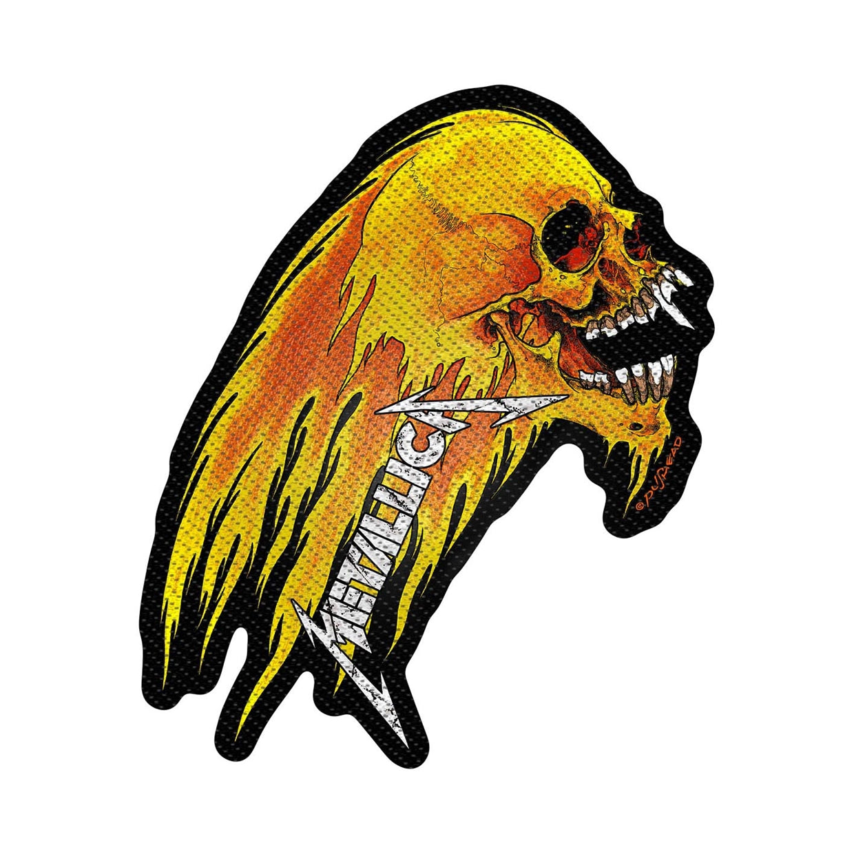 Metallica Sew-On Patch - Flaming Skull Cut Out | Buy Now For 19.99