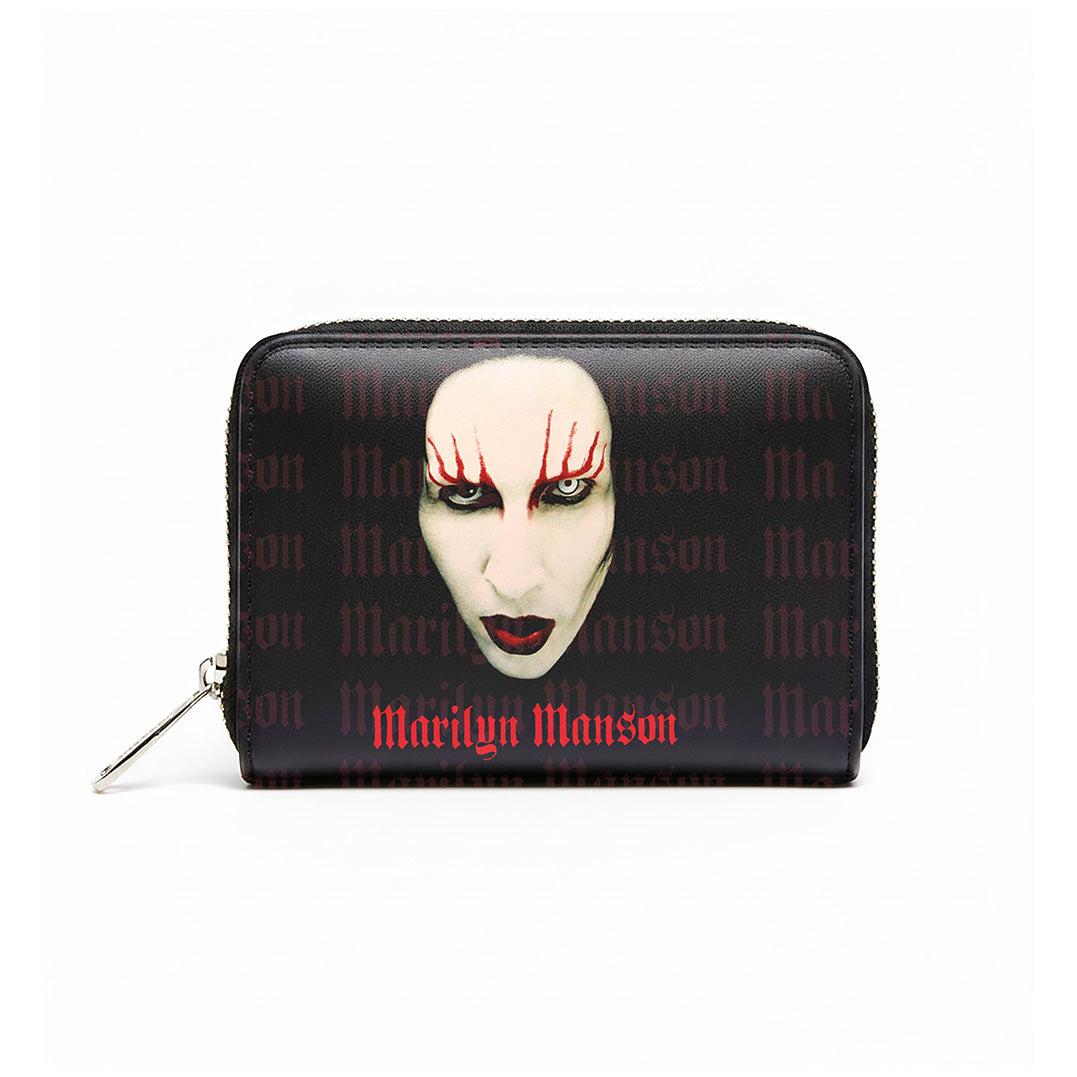 Rocksax Marilyn Manson Purse (Women's Bi-Fold Zipped Wallet) - Logo / Red Lips