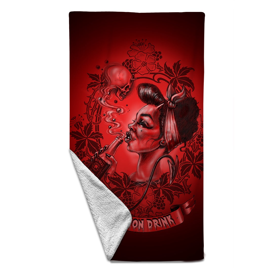 Rocksax X Alchemy Towel - Demon Drink Red