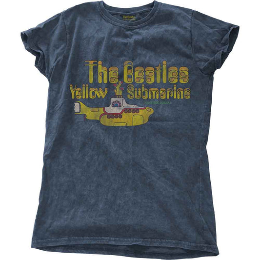 The Beatles Woman's T Shirt - Yellow Sub Snow Wash