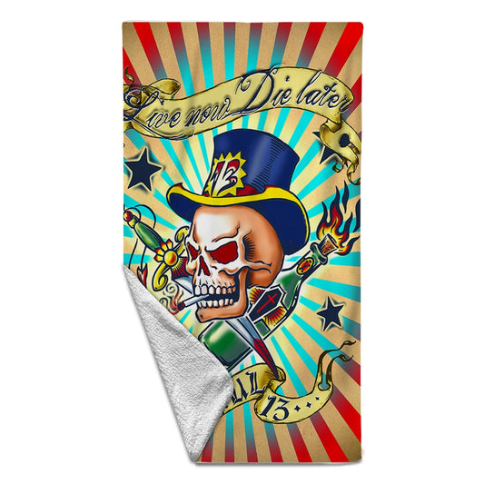 Rocksax X Alchemy Towel - Live Now, Die Later | Buy Now For 29.99