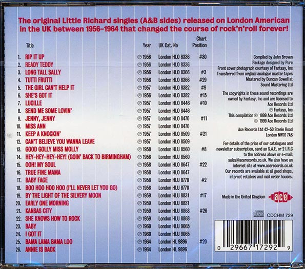 Little Richard CD - The Original British Hit Singles (26 tracks)