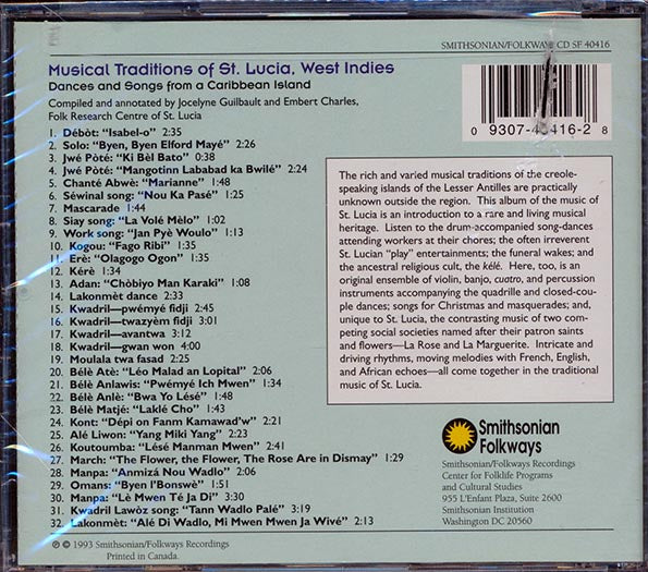 Various CD - Musical Traditions Of St. Lucia, West Indies: Dances And Songs From A Caribbean Island (marked/ltd stock)