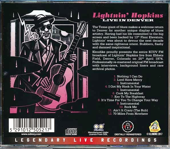 Lightnin' Hopkins CD - Live In Denver (remastered)