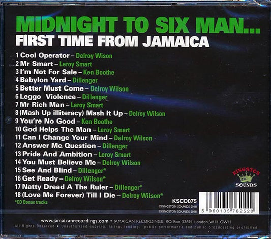 Dillinger, Delroy Wilson, Ken Boothe, Leroy Smart, Etc. CD - Midnight To Six Man: First Time From Jamaica